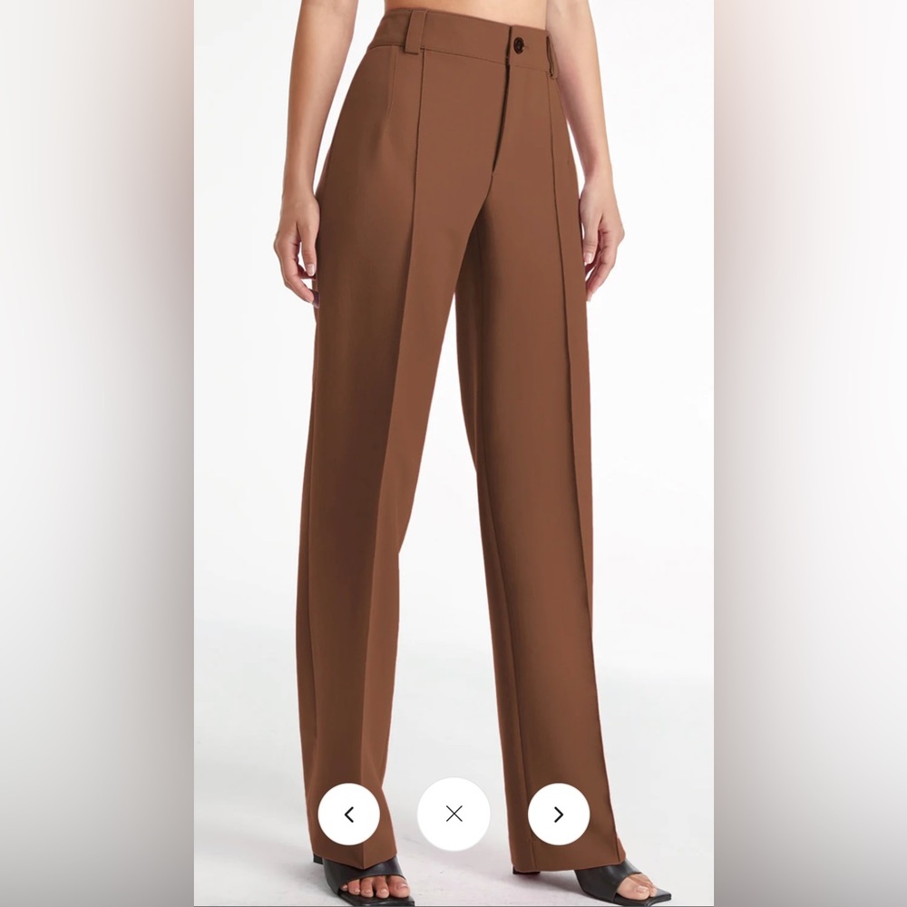 High Waisted Pleat Front Solid Colored Straight L… - image 4